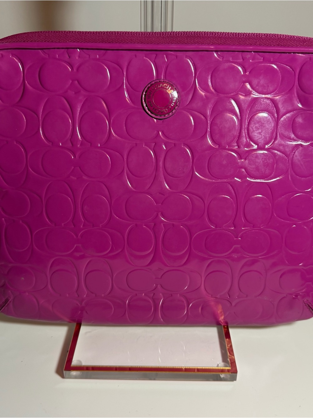 Coach Patent Leather Tablet Pouch in Bright Fuchsia